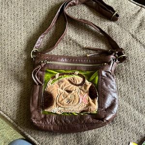 Hand bag , Brown with cat on front,